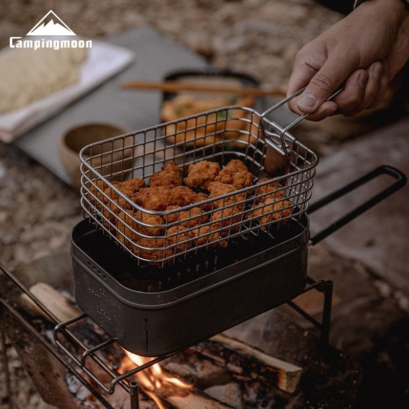 CAMPINGMOON S-1218 Складная сетка для жарки из нержавеющей стали кемпинга картофеля фри
