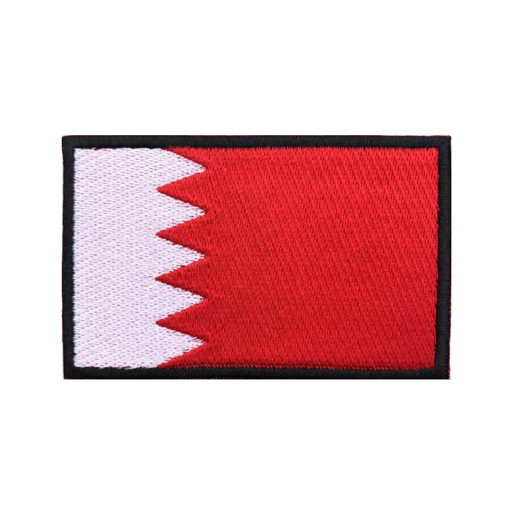 1PC Bahrain National Flag Patches Armband Embroidered Patch Hook & Loop Or Iron On Embroidery  Badge Military Stripe