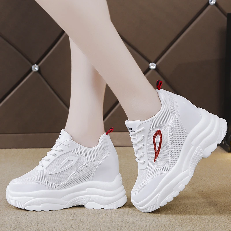 

2022 New Increased White Shoes Women Summer Mesh Sports Casual Shoes Super High Platform Shoes Shoes for Women Sneakers
