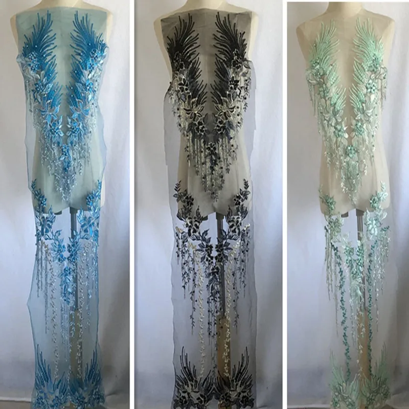 1 шт., длинная вышитая африканская Кружевная аппликация в виде цветов