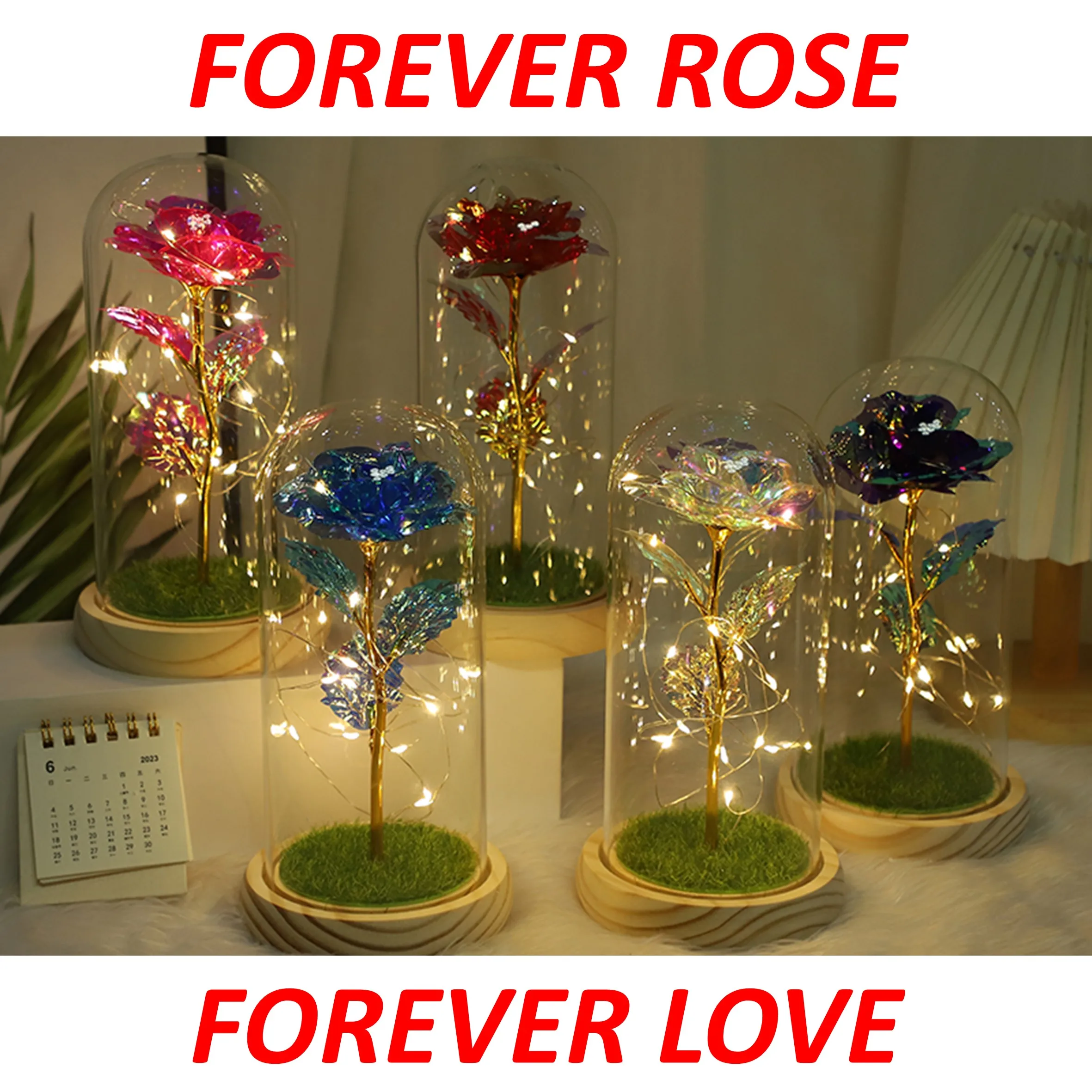 

Mothers Day Gifts Beauty And The Beast Preserved Roses In Glass Galaxy Rose LED Light Artificial Flower Gift For Mom Women Girls