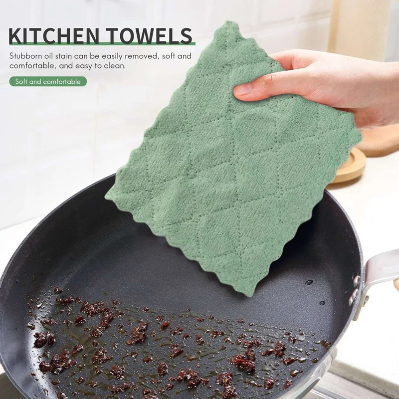 

20 Pack Kitchen Dish Cloth, Absorbent Microfiber Cleaning Cloth for Cleaning Dishes, Kitchen, Bathroom(Gray & Green)