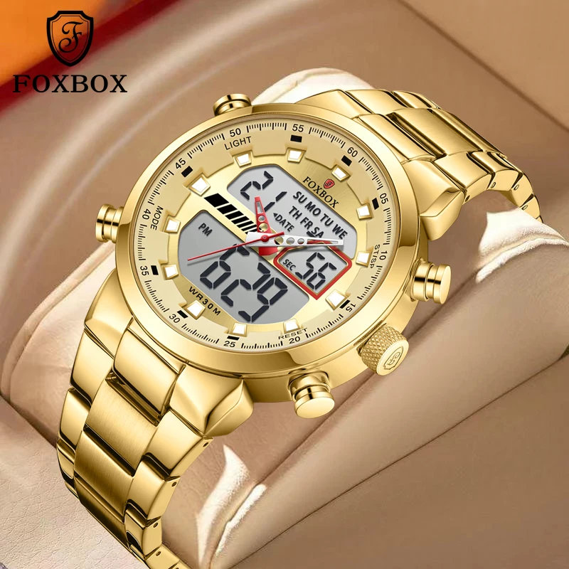 

LIGE Brand Luxury Mens Watch Digital Dual Display Watch for Men Business Luminous Waterproof Quartz Wristwatch Relogio Masculino