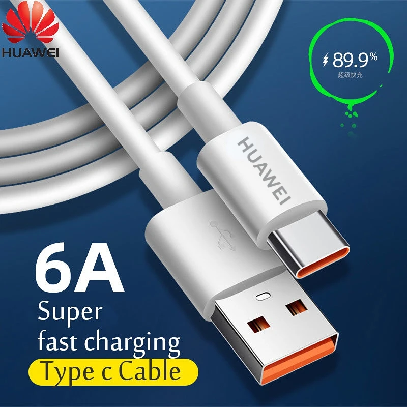 

Original Huawei 6A Usb Type C Cable Charger Turbo Fast Charging Xiaomi Mi 12 11 10 Pro 5A usb cables 3A Type-c cable 33W charger
