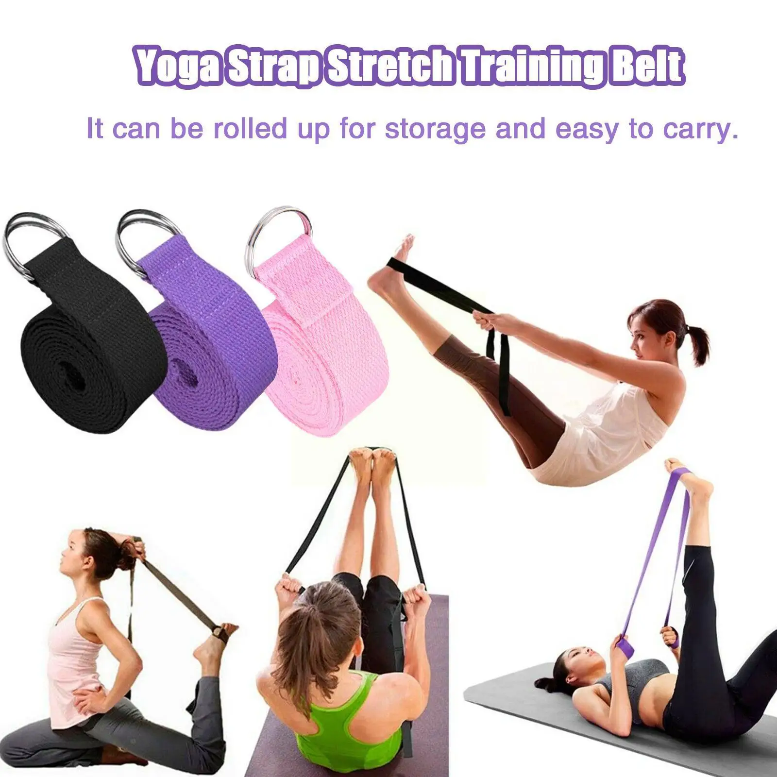 

Yoga Strap Durable Cotton Exercise Straps Adjustable D-ring Buckle Gives Flexibility For Yoga Stretching Pilates Accessorie T4u2