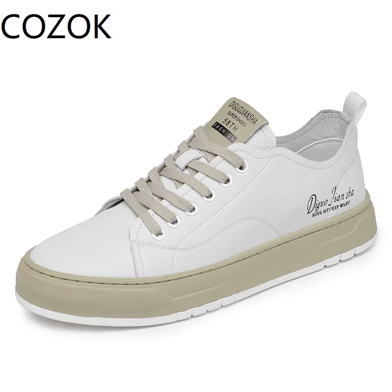 

Новинка, осенняя Высококачественная Мужская обувь cozok2022из натуральной кожи, спортивные туфли для отдыха, модные туфли на плоской подошве ру...