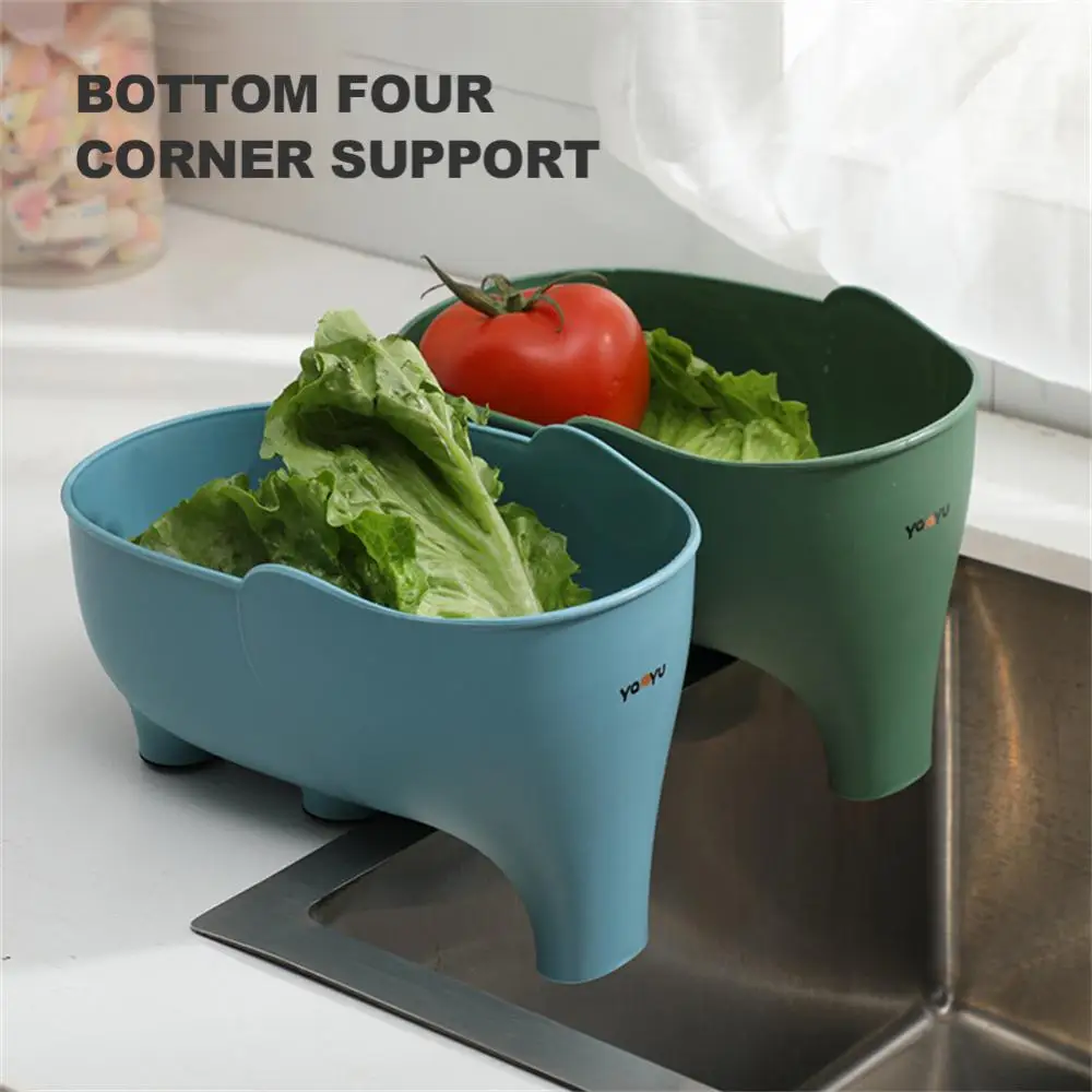 

Multifunctional Draining Basket Creative Elephant Plastic Drain Basket Household Fruit And Vegetable Basket Kitchen Accessories