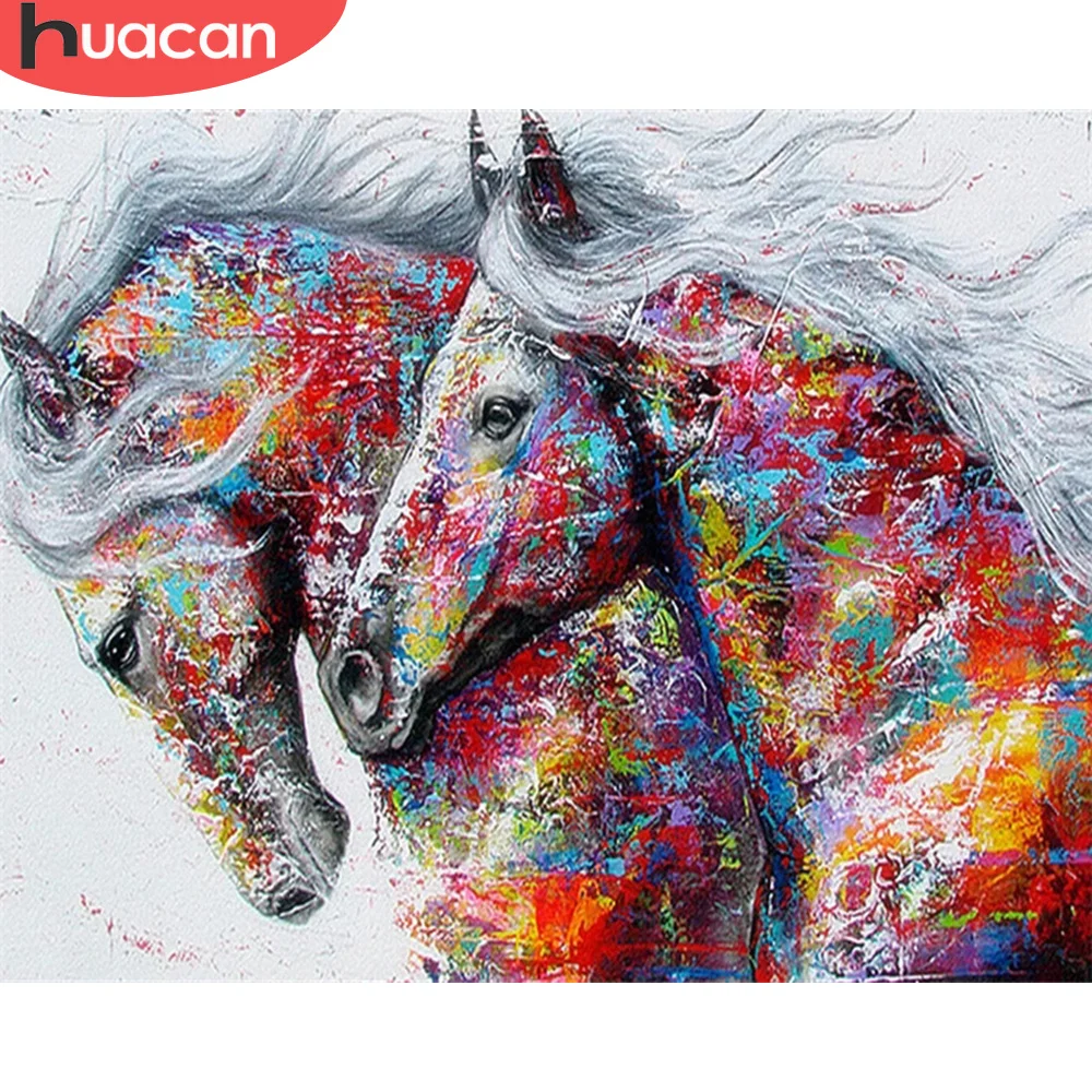 

HUACAN DIY Picture By Numbers Horse Acrylic On Canvas Unique Gift HandPainted Wall Art Painting Animal Decoration