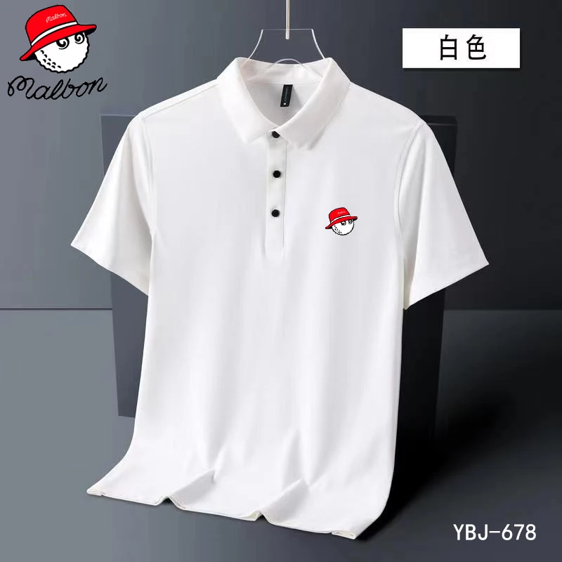 Malbon Embroidery LOGO Golf Shirts Men Summer High Quality Golf Short Sleeve Top Breathable Quick Drying Business Polo Shirt