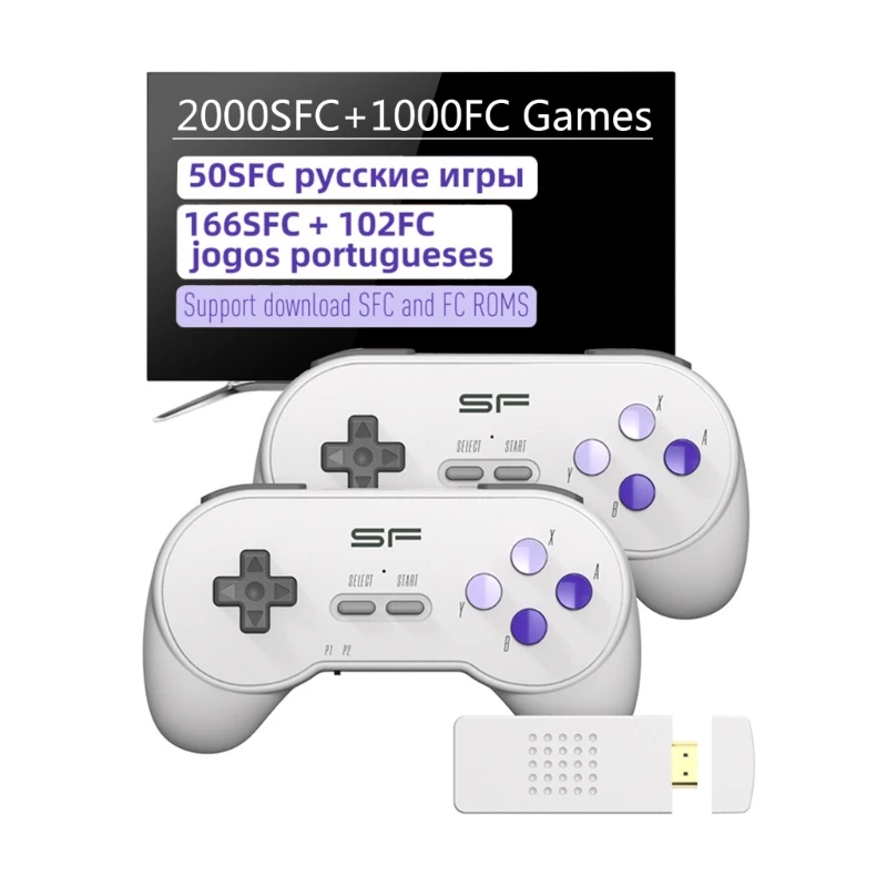 

16 Bit Wireless Retro Game Console For Super SNES NES + Games 4K 1/4G Game Stick for SFC Double Players