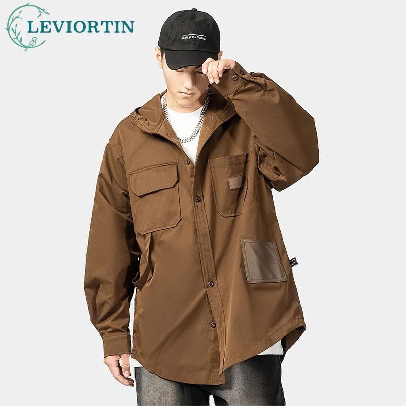 

High Street Men's Workwear Wind Functional Jacket Autumn Loose Oversize Baggy Cargo Style Windbreaker Track Jacket Coat Unisex