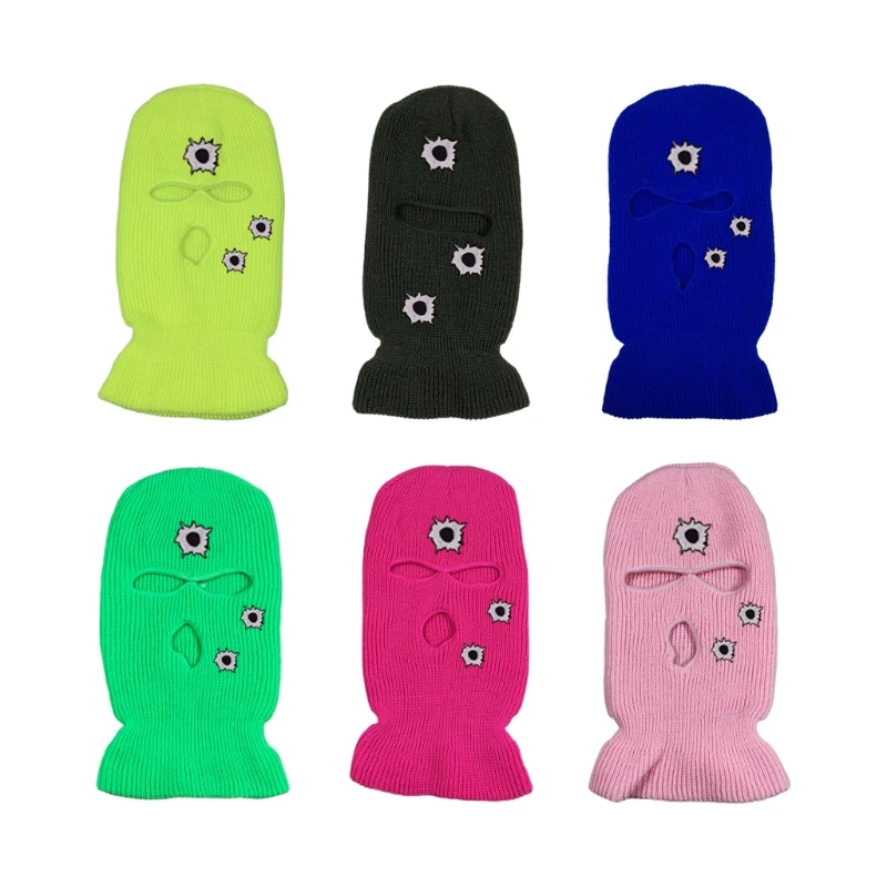

3-Hole for Creative Balaclava Pattern Print Face Cover Knit Mask for Hiking Cycl