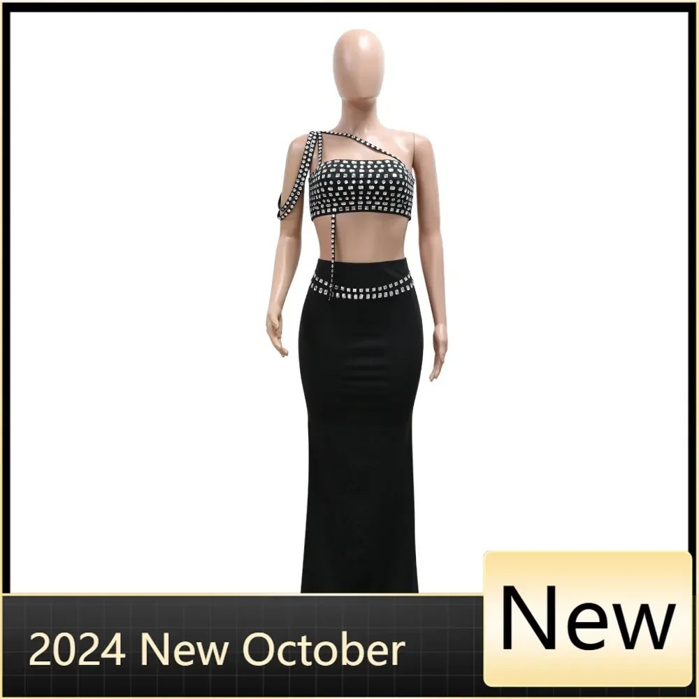 Платье со стразами Комплекты юбок из 2 предметов Элегантное роскошное длинное