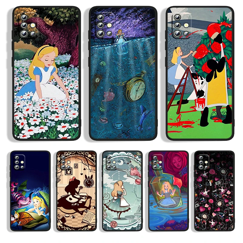 

Alice in Wonderland For Samsung A73 A72 A71 A53 A52 A51 A41 A33 A32 A31 A22 A21S A13 A12 A03S A02 5G Black Phone Case