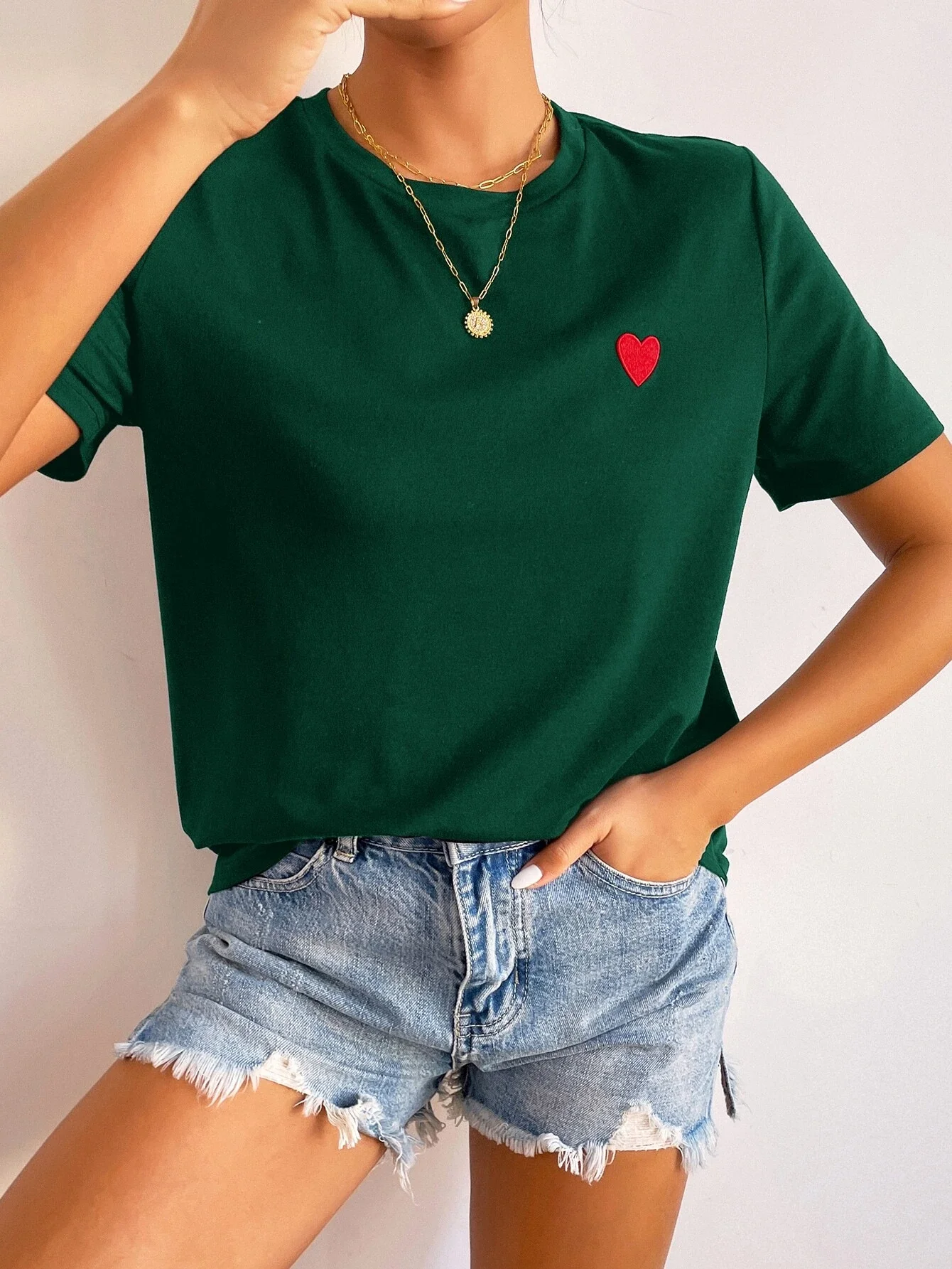 

Frenchy Heart Embroidery Tee