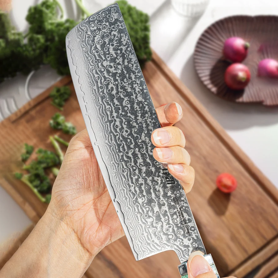 FINDKING 6 8 дюйма искусственная Смола Ручка 67 слоев Дамасская сталь 9Cr18MoV лезвие