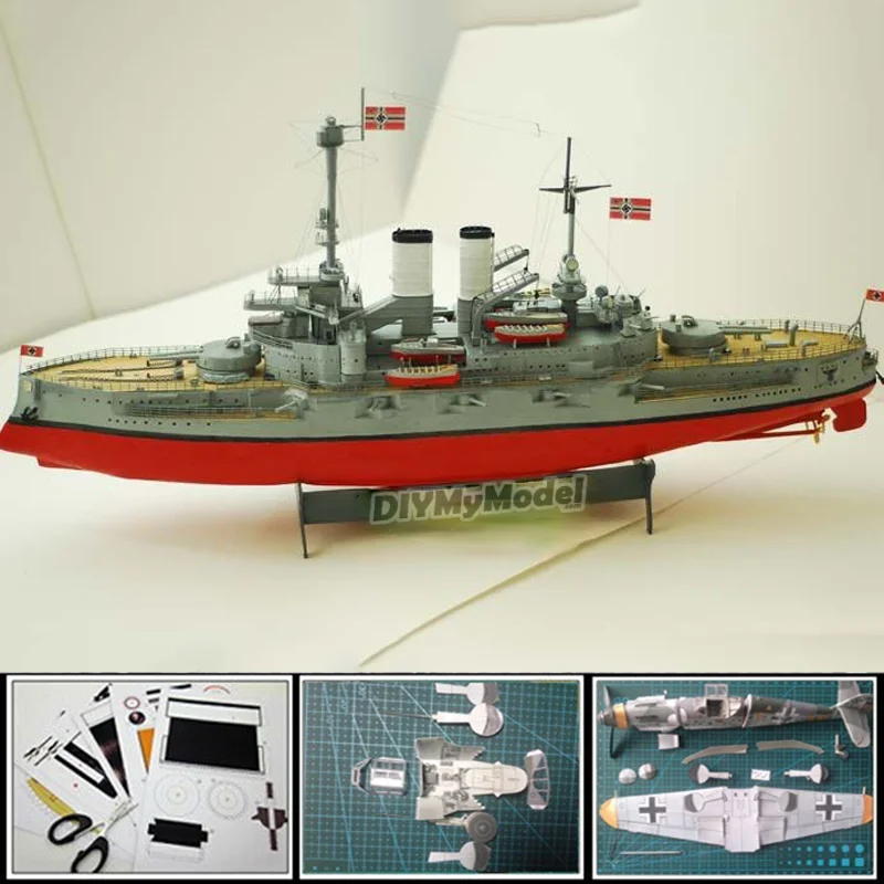 

Card Model Ship Toy 1:200 scale Germany SMS Schleswig Holstein Battleship 66cm Paper Model 3D puzzles toys military collections