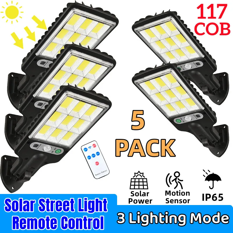 

Уличные фонари на солнечной батарее, водонепроницаемый настенный светодиодный светильник с датчиком движения, 3 режима освещения, фонари н...