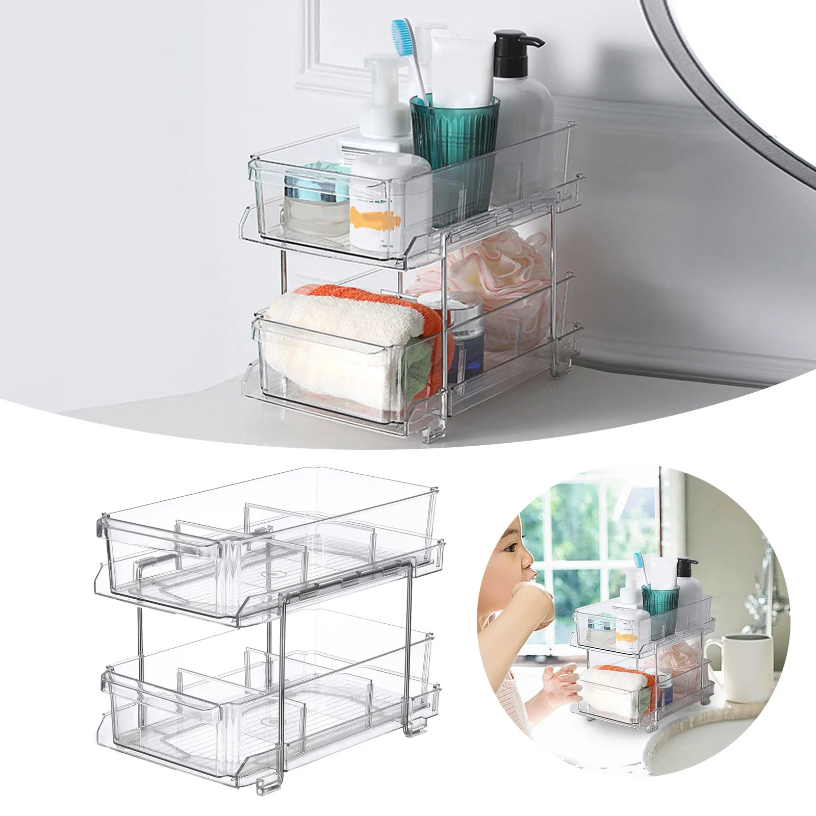 

Настольная полка для хранения, полка для офиса, студенческого стола, полка для хранения с двойной высотой, полка для хранения канцелярских принадлежностей, угловая полка для раковины, кухни