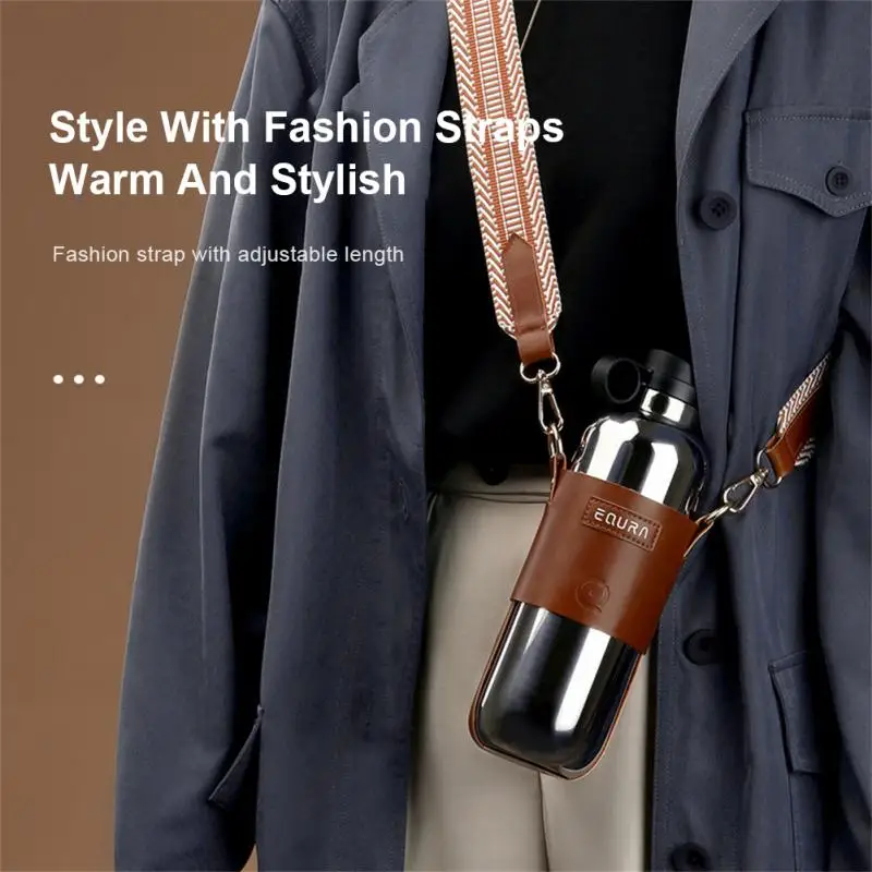 

5 Colors Thermos Stainless Steel Water Bottle Outdoor Sport Car Coffee Water Bottle With Delicate Strap And Tea Leak 450ml/650ml