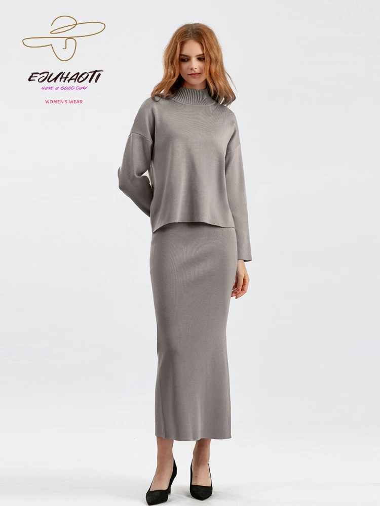 

Новинка, Женский Повседневный свободный модный длинный женский комплект из двух предметов, женские платья, Офисная Женская одежда, бесплатная доставка