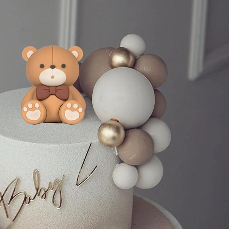 Топперы для торта в виде шариков темно-телесного и серого цвета 32 шт. украшения