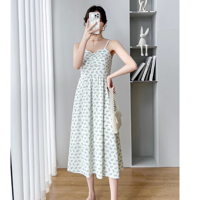

Womens Long Dress Sleeveless Sling Floral Dress Summer Fashion V-Neck A-Line Women Dresses