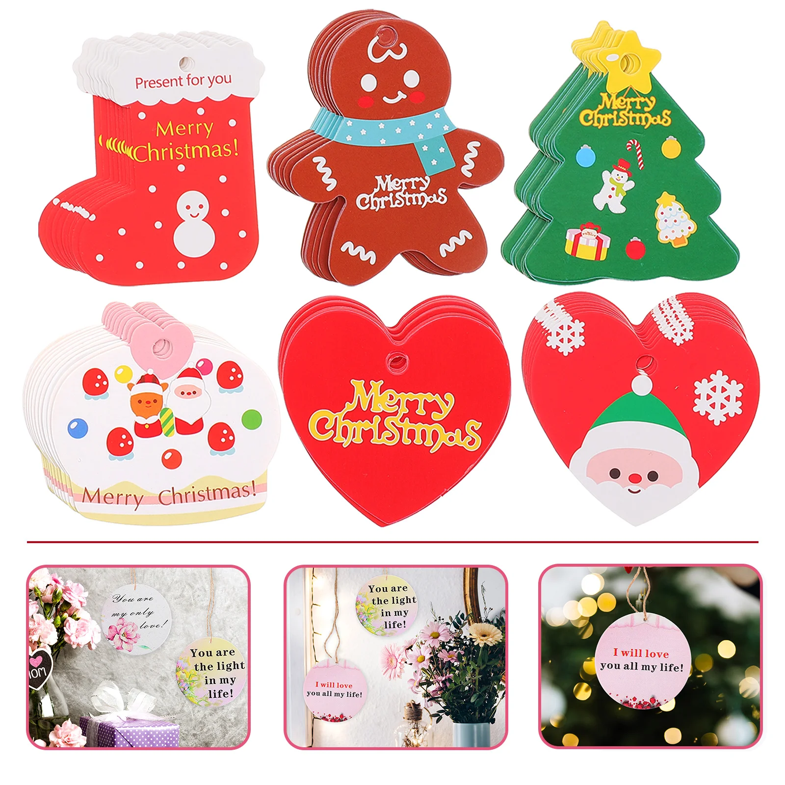 

Christmas Tags Tree Paper Hanging Tag Gift Cutouts Gifts Decor Supply Diy Label Xmas