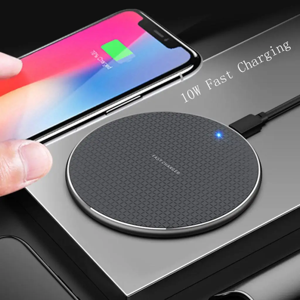 Металлическое беспроводное зарядное устройство 10 Вт коврик для быстрой зарядки