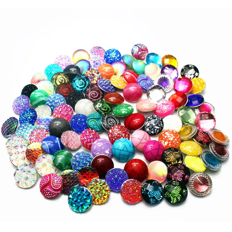 

Mixs 50pcs/Lot More Designs Resin Snap Button Charms Fit 18mm/20mm DIY Ginger Bracelet&Bangle Jewelry Making