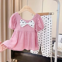 ienens baby girl bow blouses pants suits sweet summer clothes sets kids clothing outfits 0 3 years toddler cotton dress