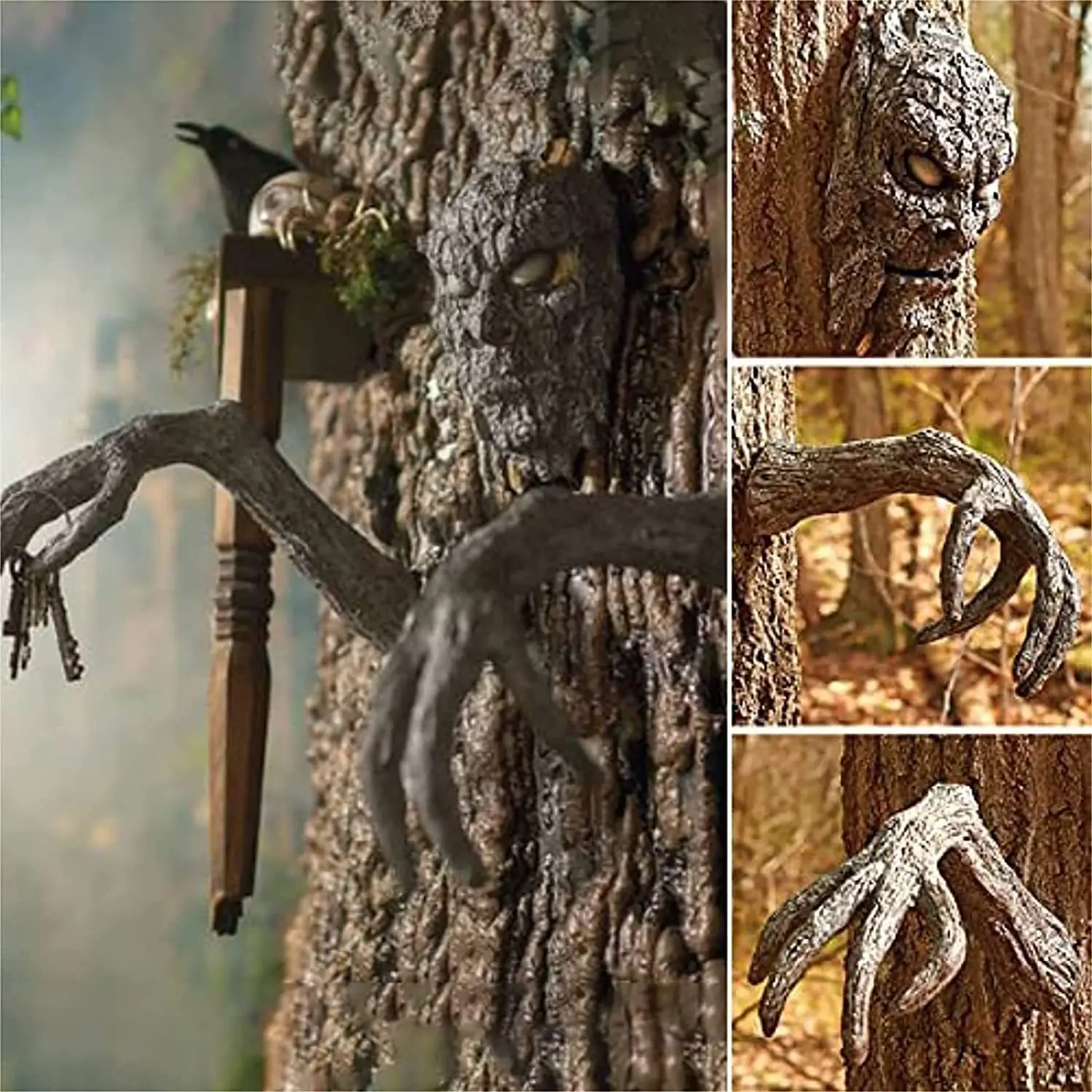 

Креативная скульптура в виде лая, призрака, лица, дерева, лая, уличная садовая статуя, скульптура в виде призрака, садовый реквизит, украшени...