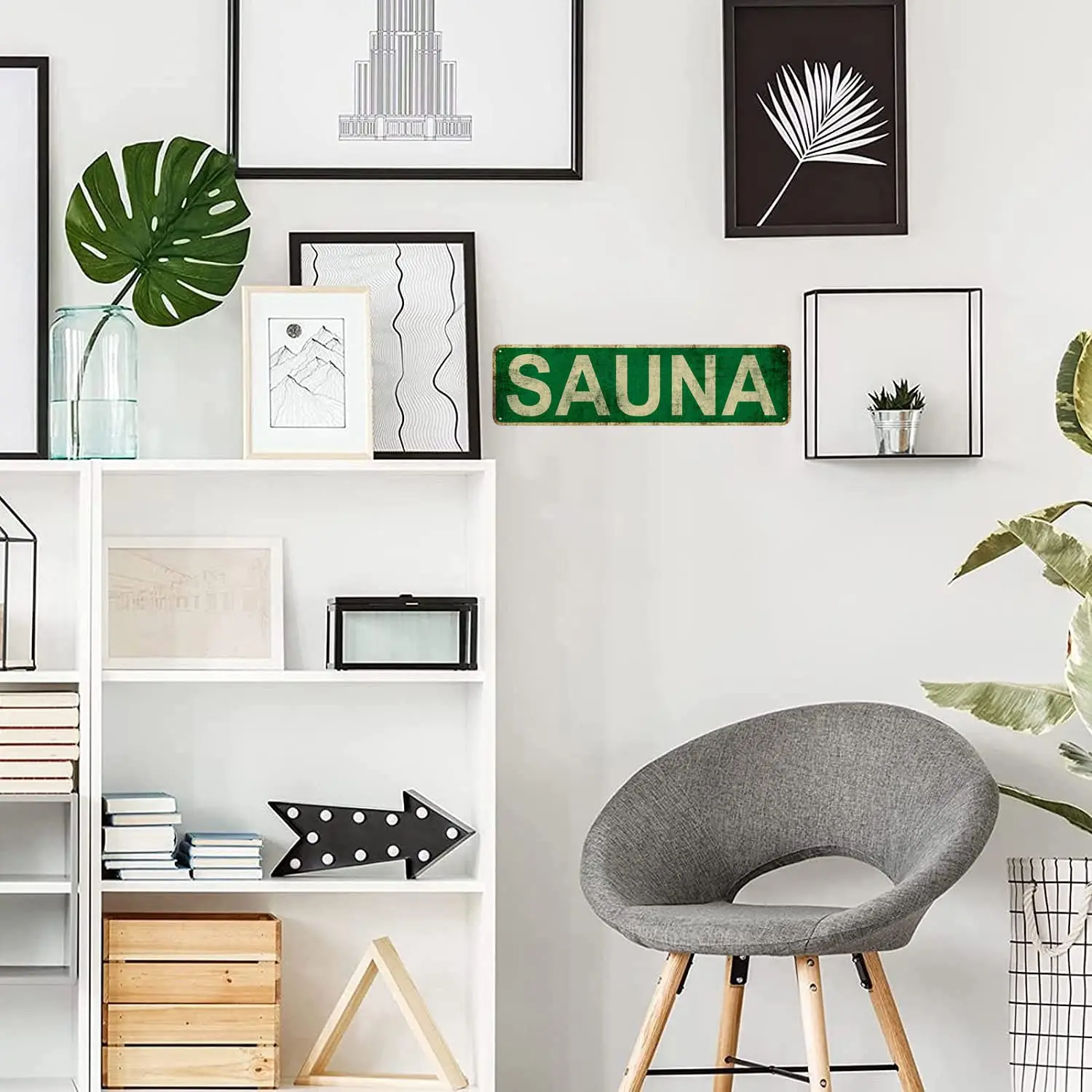 Изящный жестяной знак-сауна Забавный металлический знак Настенный декор для