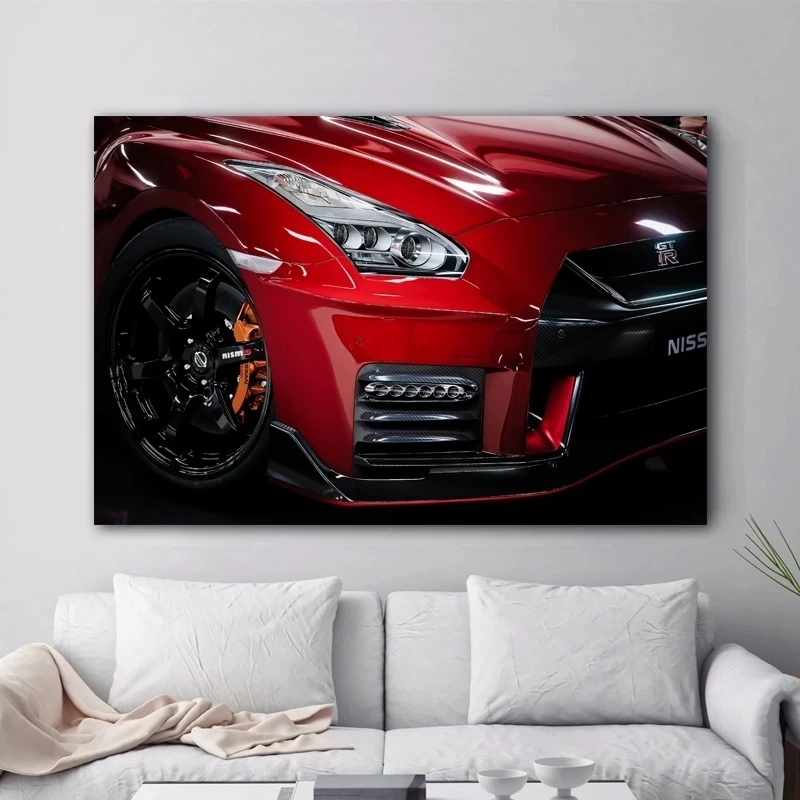 

Canvas Supercar Nissan GTR Red Car Painting Home Decor Picture Modern Printed Modular Poster For Living Room Wall Art No Frame