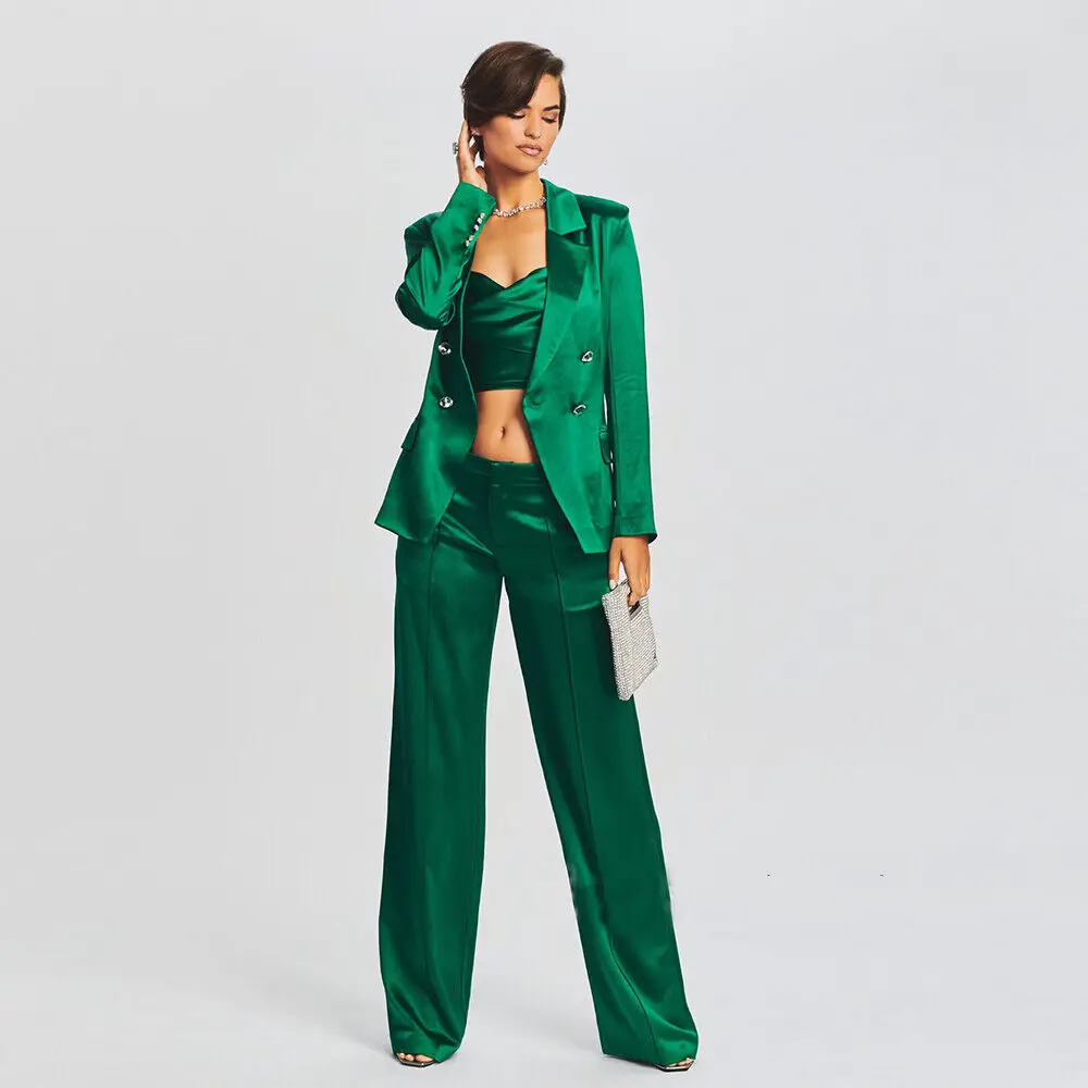 

Женское атласное деловое вечернее платье, брючные костюмы для отдыха для леди, высокое качество, выпускной вечер, свадьба, одежда для Далия, пальто и брюки, 2 шт.