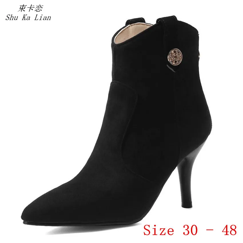 

Женские ботильоны на высоком каблуке, демисезонные короткие ботинки, обувь на высоком каблуке, Маленькая женская обувь, размеры 30-40, 41, 42, 43, 44...