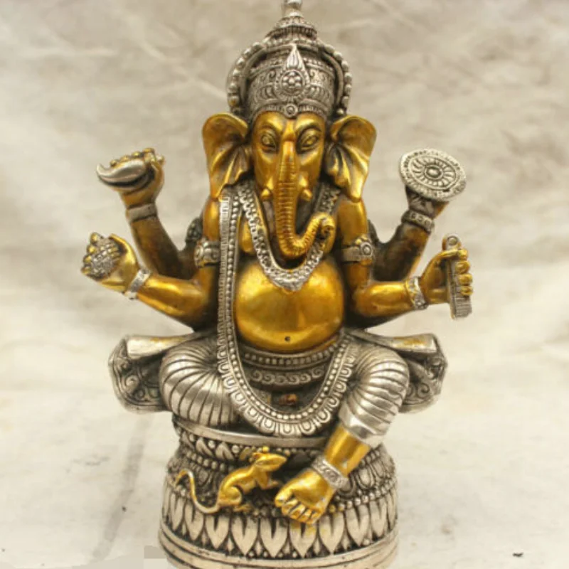 

Chinese Tibet Culture Silver Bronze Ganapati Ganesh Lord Ganesha Statue Buddha