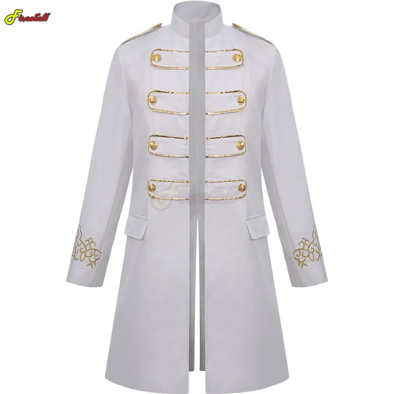 

White Stand Collar Embroidery Blazer Men Costumes MilitaryTuxedo Blazer Men Suit Jacket Nightclub Stage Cosplay Blazer Masculino