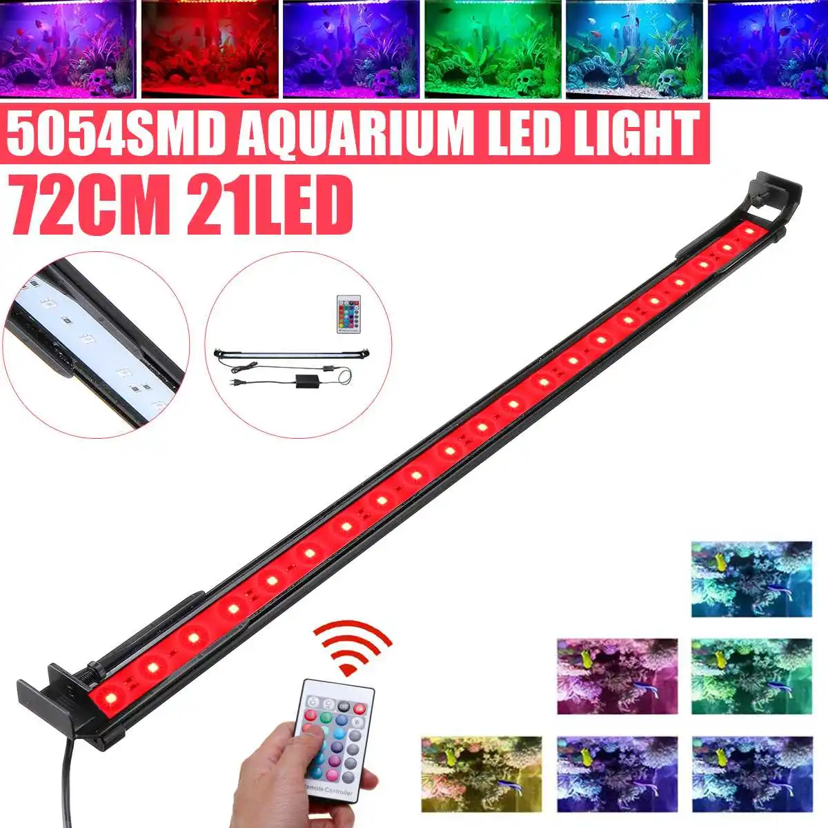 

RGB LED Aquarium light 72cm Length Adjustable Remote Control Colorful Lamp Fish Tanks Light For Plants Essential Amphibious Use