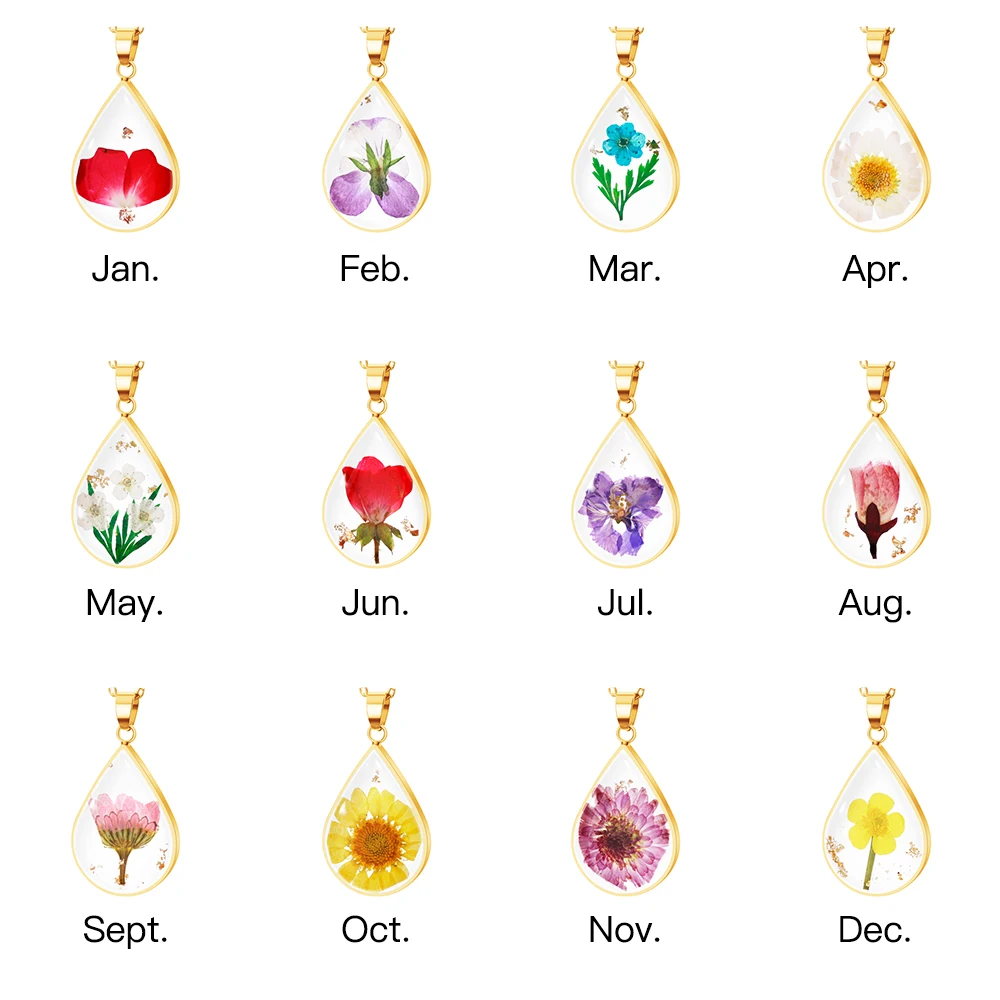 Ожерелья с высушенными цветами 1 шт. ожерелье подвеской в виде 12 родов женское