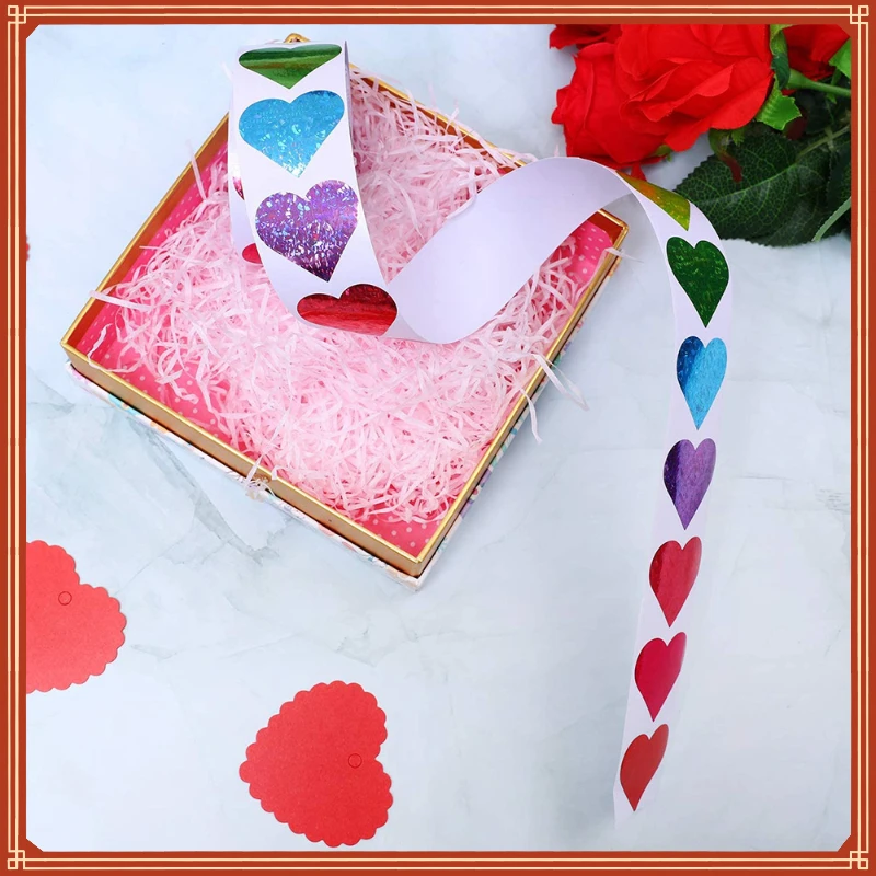 

Red Heart Shape Labels Valentine's Day Paper Packaging Sticker Candy Dragee Bag Gift Box Packing Bag Wedding