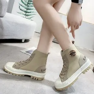 Кеды женские на платформе Повседневные высокие холщовые кроссовки обувь для