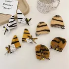 Заколки для волос плюшевые с тигровыми ушками для девочек, милые детские украшения для волос, реквизит для селфи, модные аксессуары для волос, 1 пара