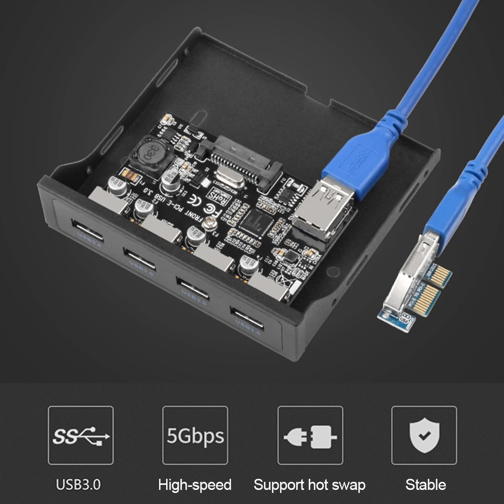 DIY 5 Гбит/с PCI-E 1X к USB 3 0 ПК Кронштейн передней панели 4 порта PCIe адаптер