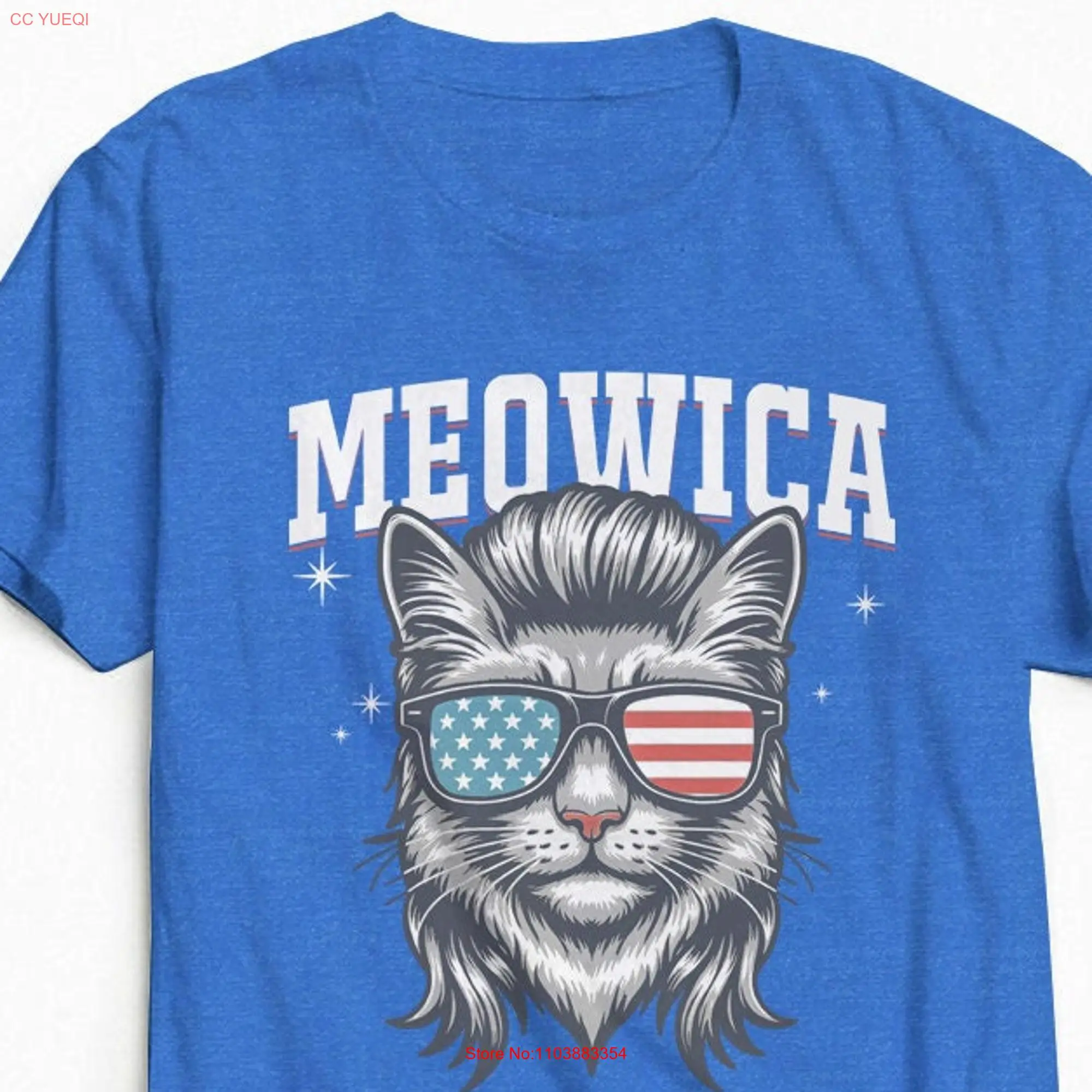 Смешная футболка Meowica с длинным или коротким рукавом 4 июля патриотическая