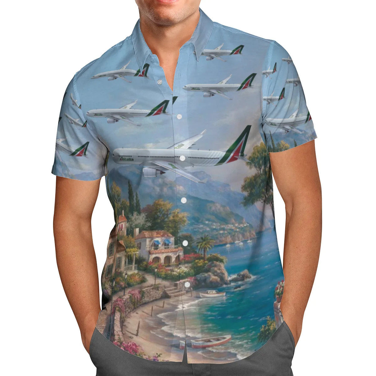

The Beach And The Plane Men Fashion Colorful Hawaii Camisas 3D Printing Unisex Hipster Streetwear Short Shirt Clothes Homme-778