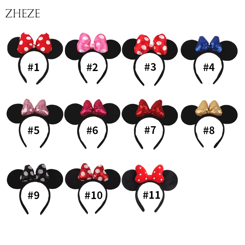 2023 Hot Sales Mouse Ears Headband For Girls Women Classic 5''Polka Dot Bow Hairband Festival Party Travel DIY Hair Accessories images - 6