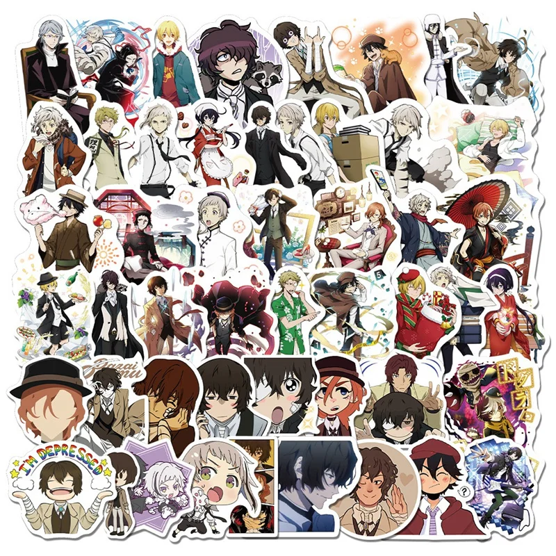 

Set of 50pcs Bungo Stray Dogs Japanese Anime Stickers DIY Graffiti Decals For Motorcycles Fridge Children Toy Luggage Skateboard