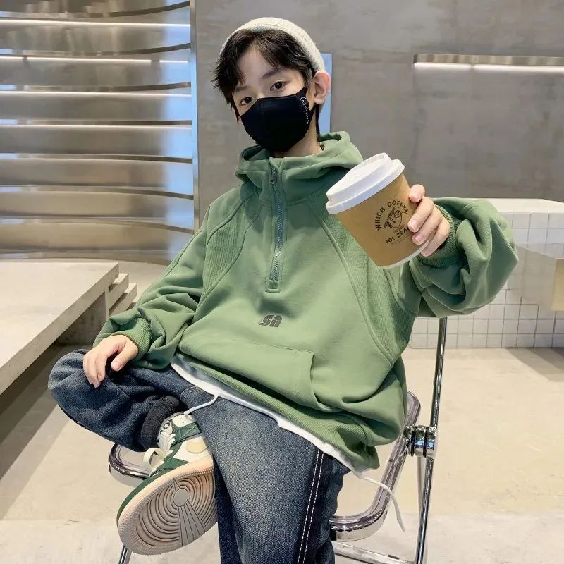 Весенне-осенний хлопковый свитшот на молнии для мальчиков куртки школьная