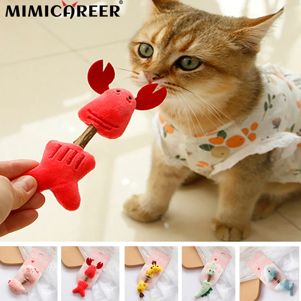 

Interactive Cat Toy Giraffe Crayfish Whale Crocodile Pig Appearance Molar Stick Cat Mint Wooden Stick Cat Plush Toys Stuffed